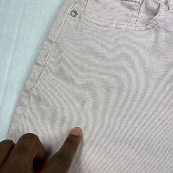 Express Womens Shortie High Rise Denim Shorts Pink Hyper Stretch Frayed Size 12 - Picture 12 of 12